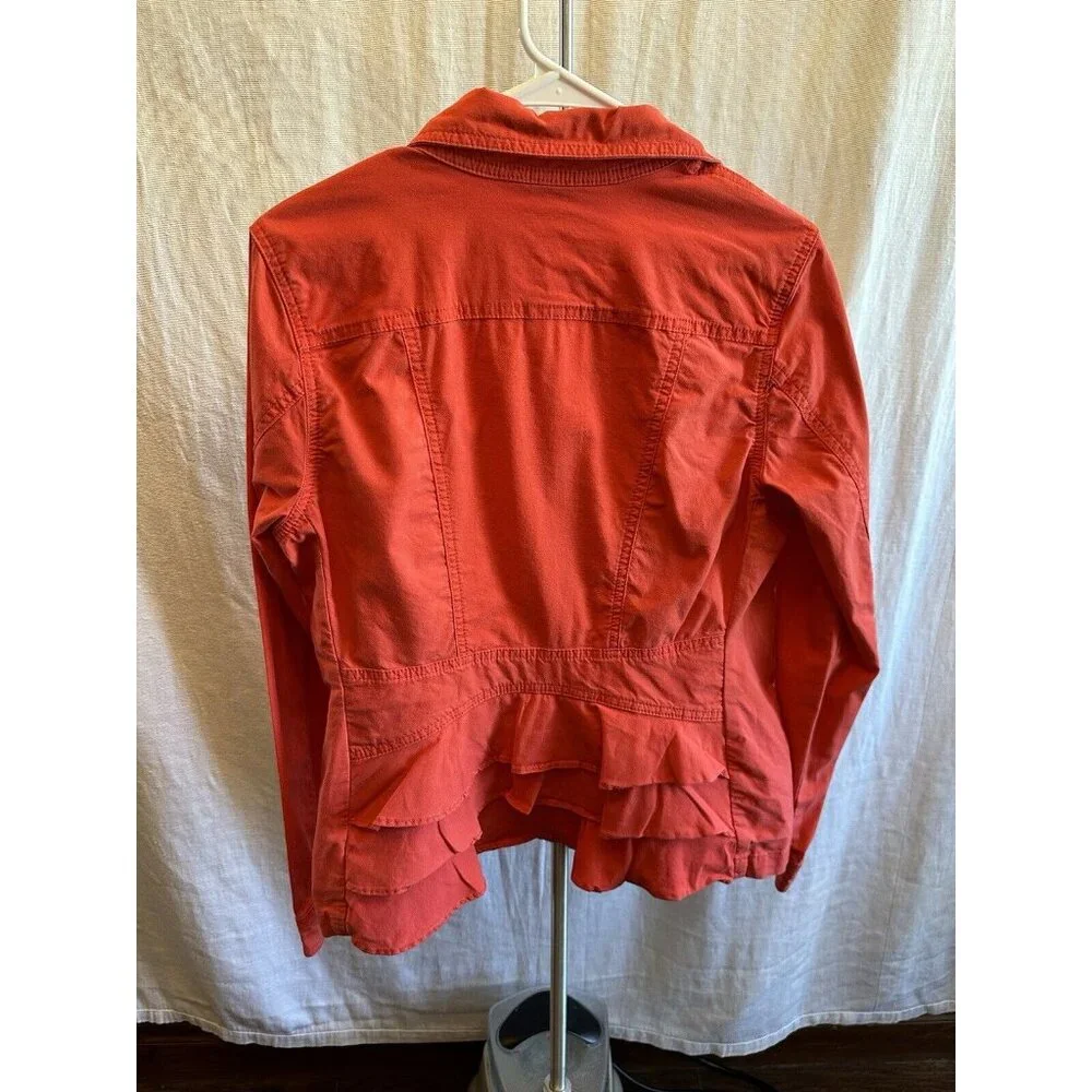 CAbi 727 Taylor‎ Ruffle Back Jacket In Lobster Medium Pockets - Picture 10 of 13